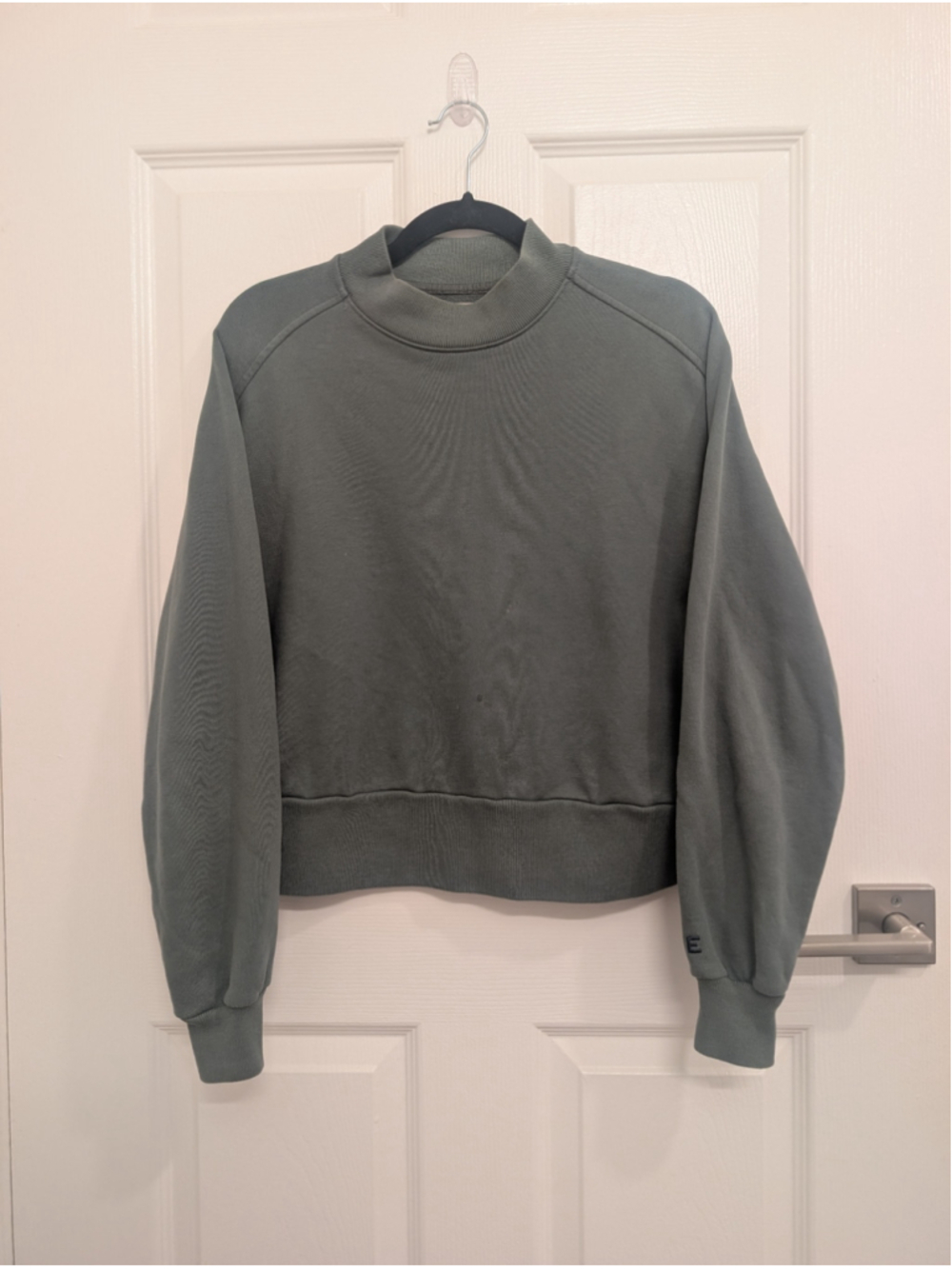 Everlane Organic Cotton Sweatshirt Green Size S Oversized Boxy Mocked Neck
